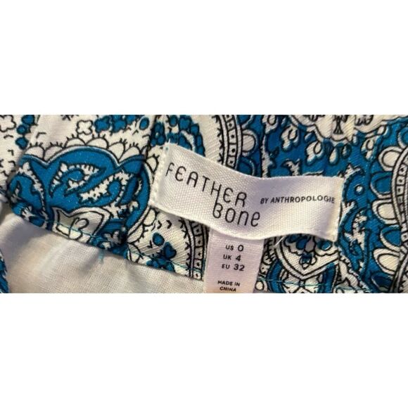 Featherbone by Anthropologie Blue Talese Boho Wide Legged Pants Size 0/2 - Picture 3 of 5